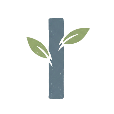 Lean Abundance icon: A pillar representing the strength and discipline of Stoicism with two leaves sprouting represent the "Abundance" and "Life" found in faith and community.