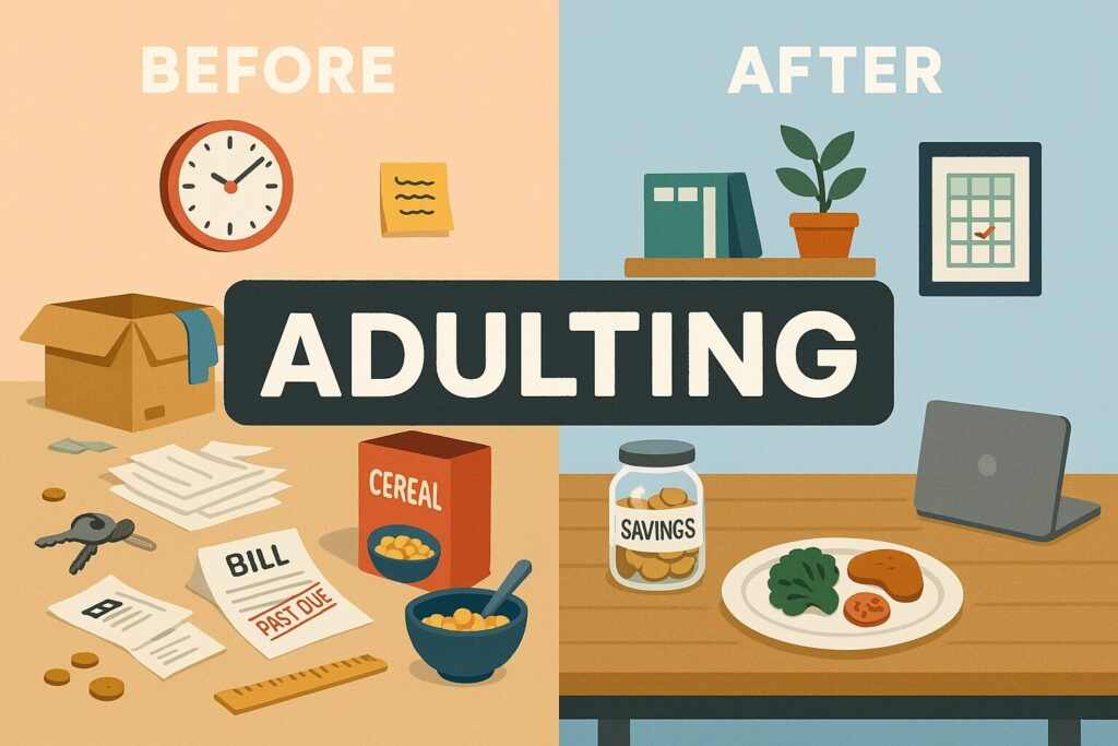 adulting before after