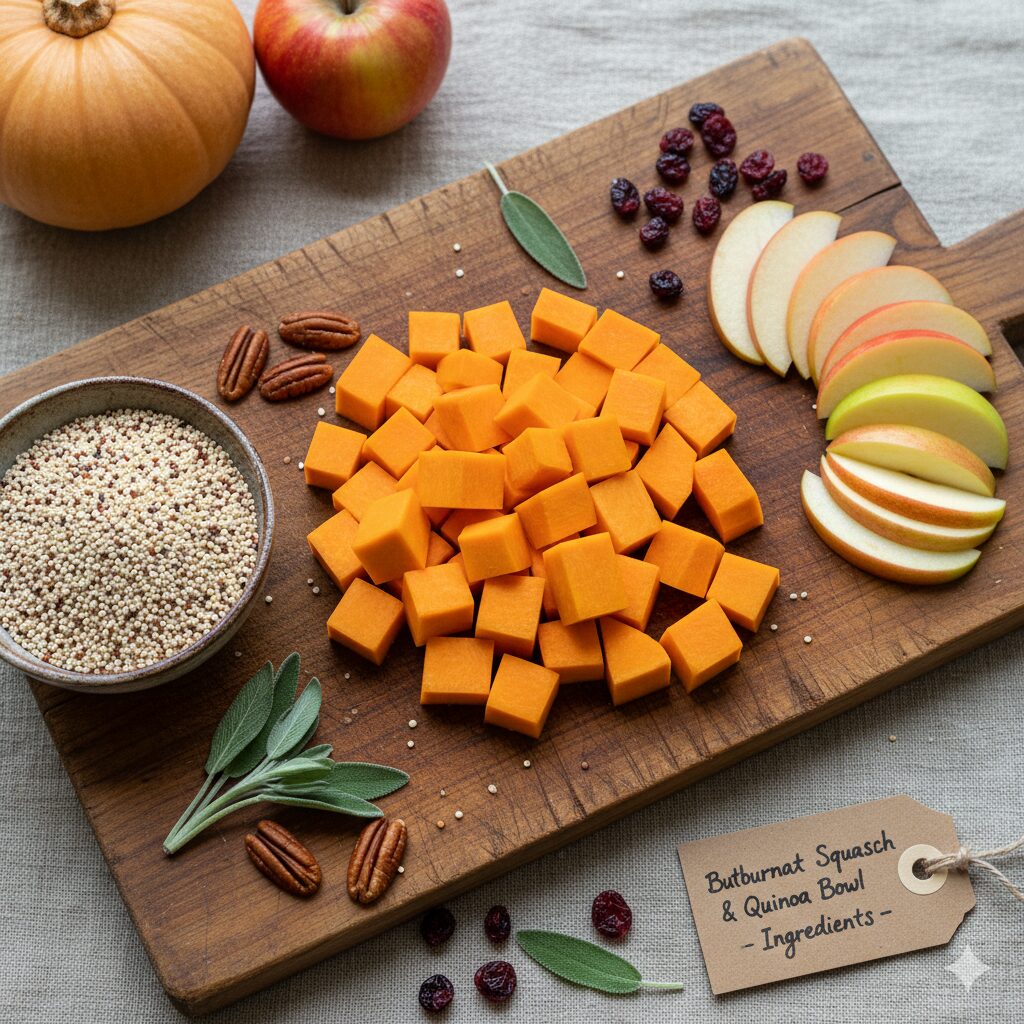 Apple Cider Butternut Squash & Quinoa with Chicken 1 Ingredients for butternut squash and quinoa bowl