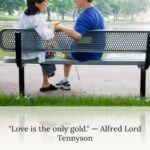 Home 9 Two people sitting on a bench, backs to the camera, having a conversation.